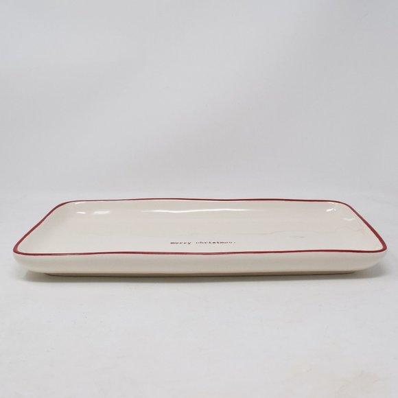 Rae Dunn Merry Christmas Platter Red Trim Type New - Picture 5 of 11